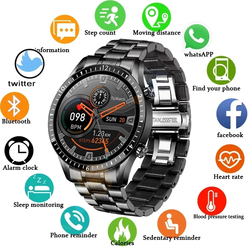 

2021 New Bussiness Smart Watch Men Bluetooth Call Heart Rate Music Playback Waterproof Sports fitness Smartwatch For Android iOS