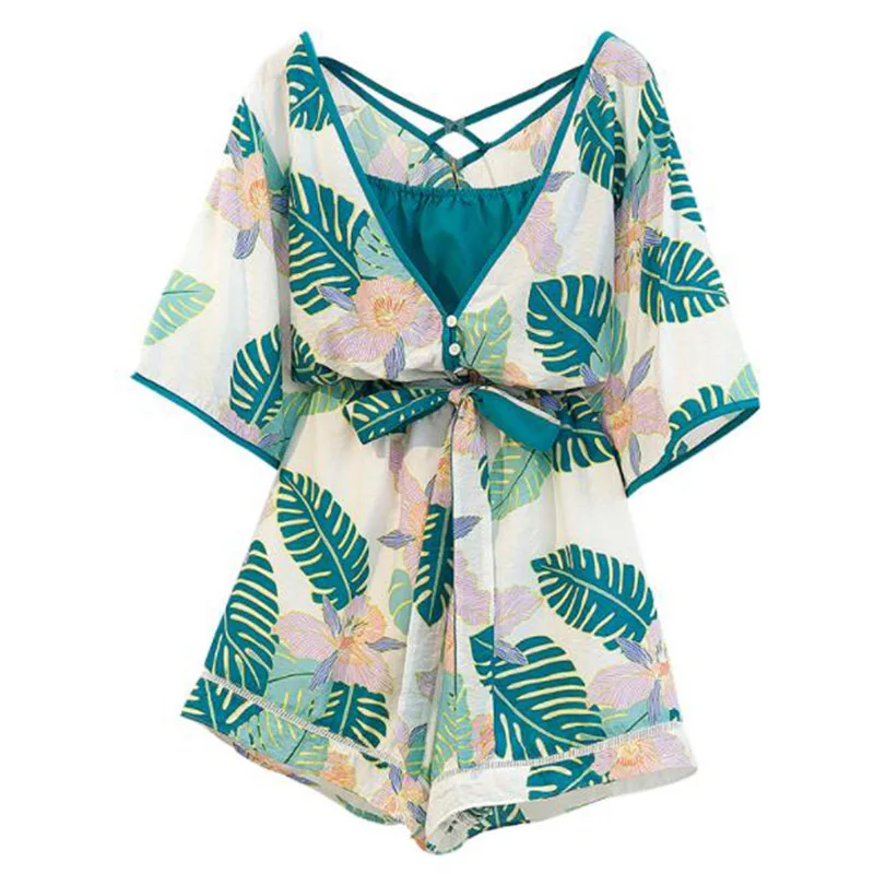 Женский пляжный костюм для отдыха повседневный комбинезон с цветочным рисунком