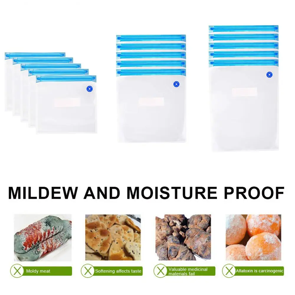 

20/17Pcs Bag Kits Reusable Food Storage Vacuum Seal Bags With Hand Pump Bag Sealing Clips Food Wrap For Food Storage Freezing