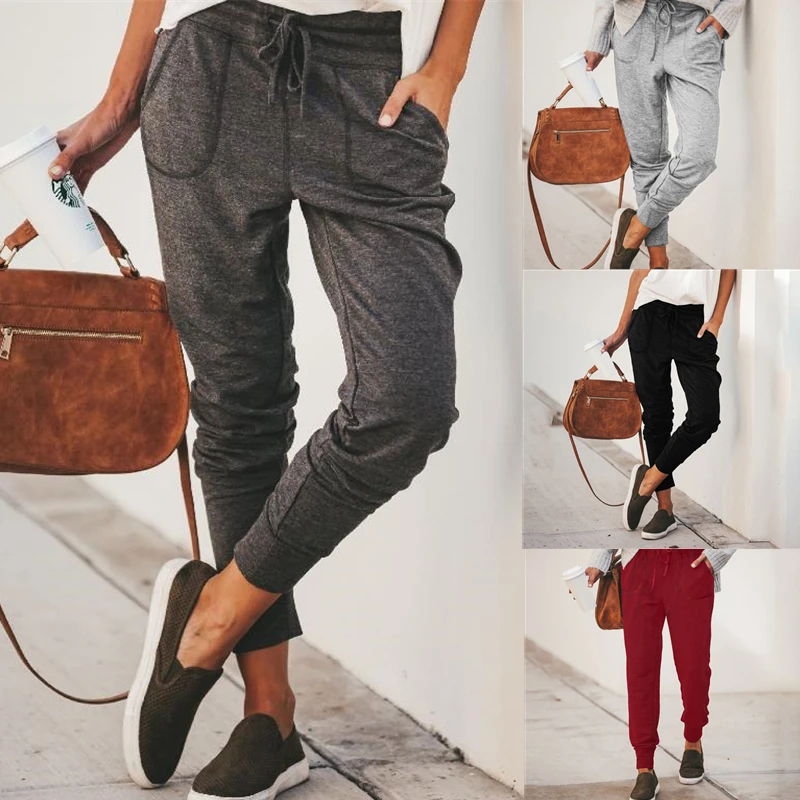 

NewWomen Повседневные свободные штаны женские повседневные брюки на шнурке, штаны с эластичной резинкой на талии; Сезон лето Женские Брюки с ка...