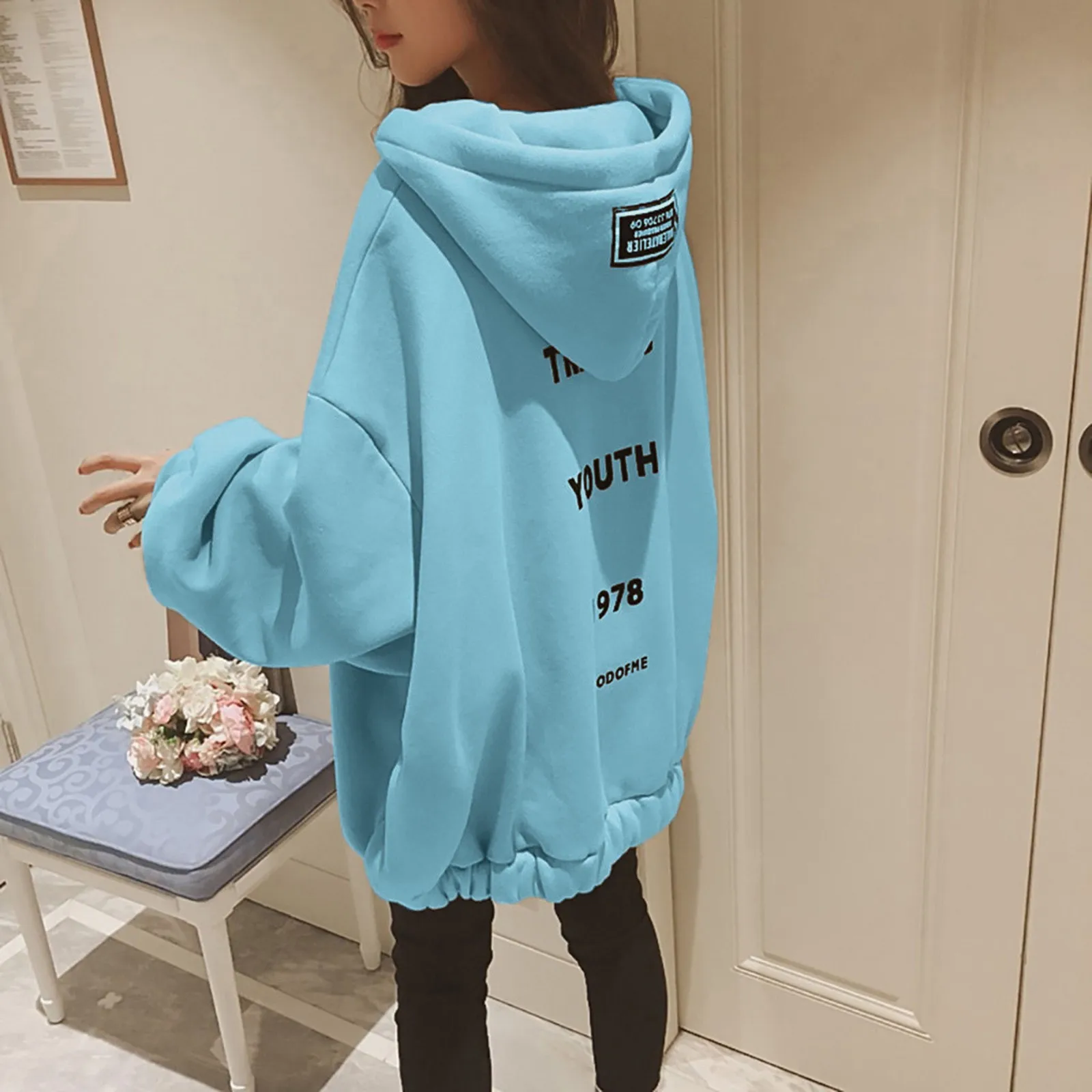 

Женский свободный утепленный свитер большого размера на молнии с надписью, удобный высококачественный модный топ большого размера, быстра...