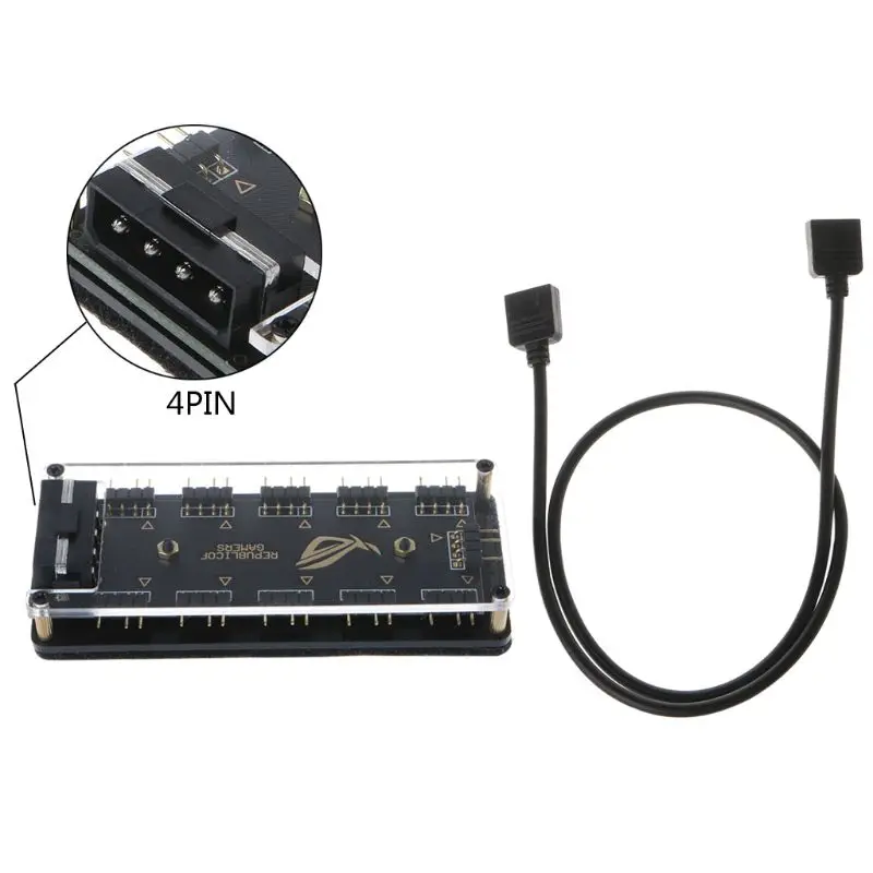 

AURA SYNC 5V 3-pin RGB 10 Hub Splitter SATA Power 3pin ARGB Adapter Extension Cable for GIGABYTE MSI A SUS ASRock LED