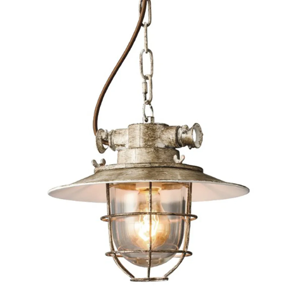 

American Industrial LED Pendant Light Explosion-proof Iron Glass Hanging Lamp Dining Room Bar Loft Vintage Home Lighting
