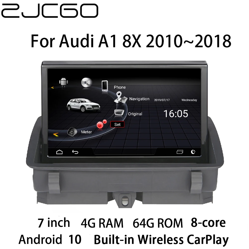 

ZJCGO Car Multimedia Player Stereo GPS Radio Navigation 8 Core NAVI 7 Inch Android 10 Screen MMI 2G 3G for Audi A1 8X 2010-2018