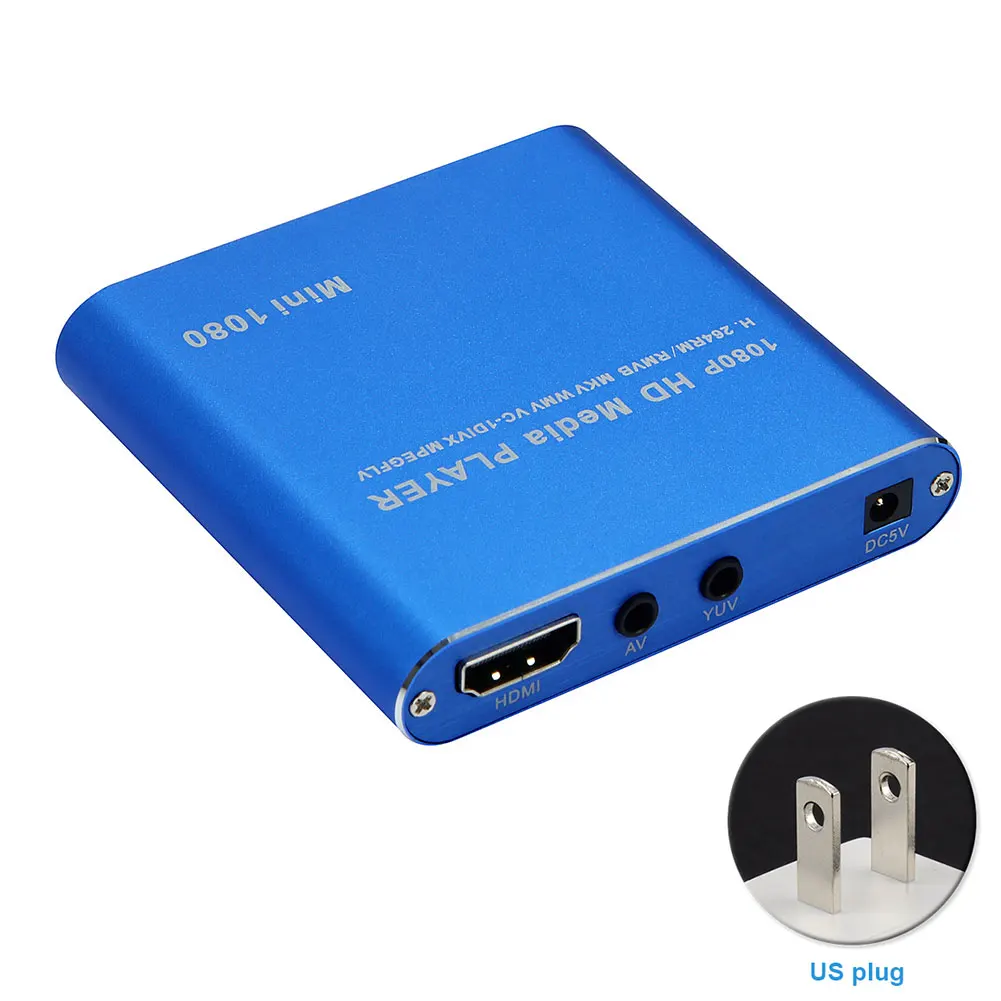 Blue US Мини HDD медиаплеер хост 1080P Full HD tv Box USB внешний мультимедийный плеер кардридер HDMI MKV AVI H.264 RMVB WMV MMC - Цвет: Blue US