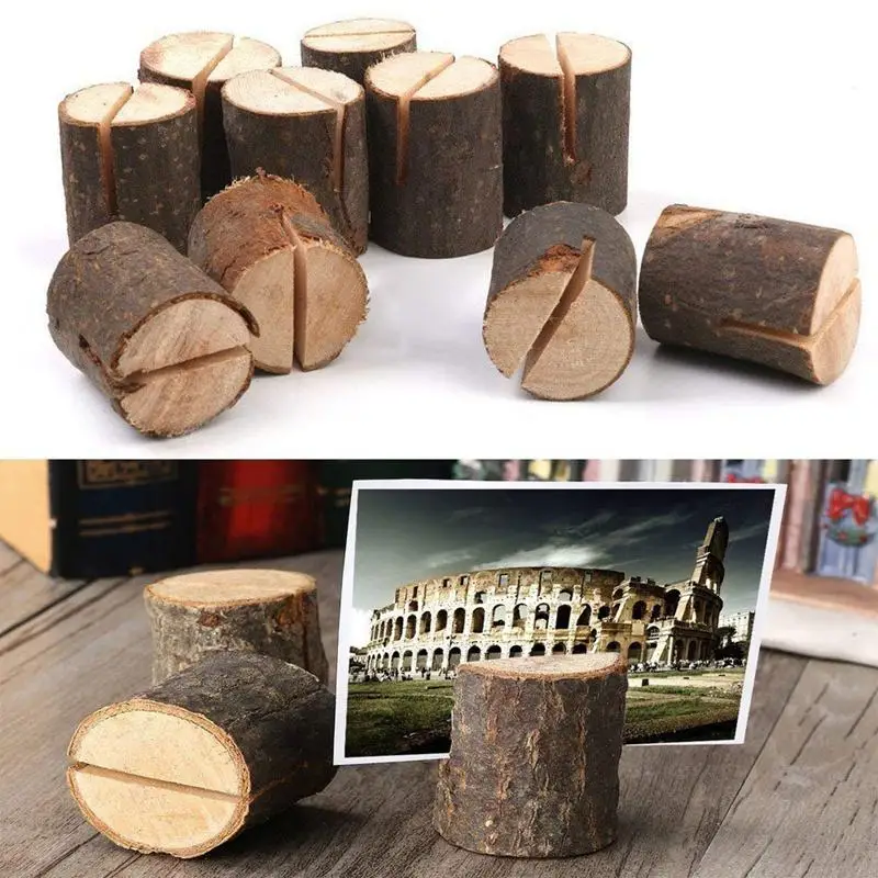New Rustic Real Wood Base Wedding Table Name Number Holder Party Decoration Card Holders Picture Memo Clip Note Photo Holde | Дом и сад