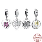 18 лет любви Серебряный Кулон Шарм 925 Стерлинговое серебро хрустальные бусины подходят оригинальный браслет ожерелье ювелирные изделия