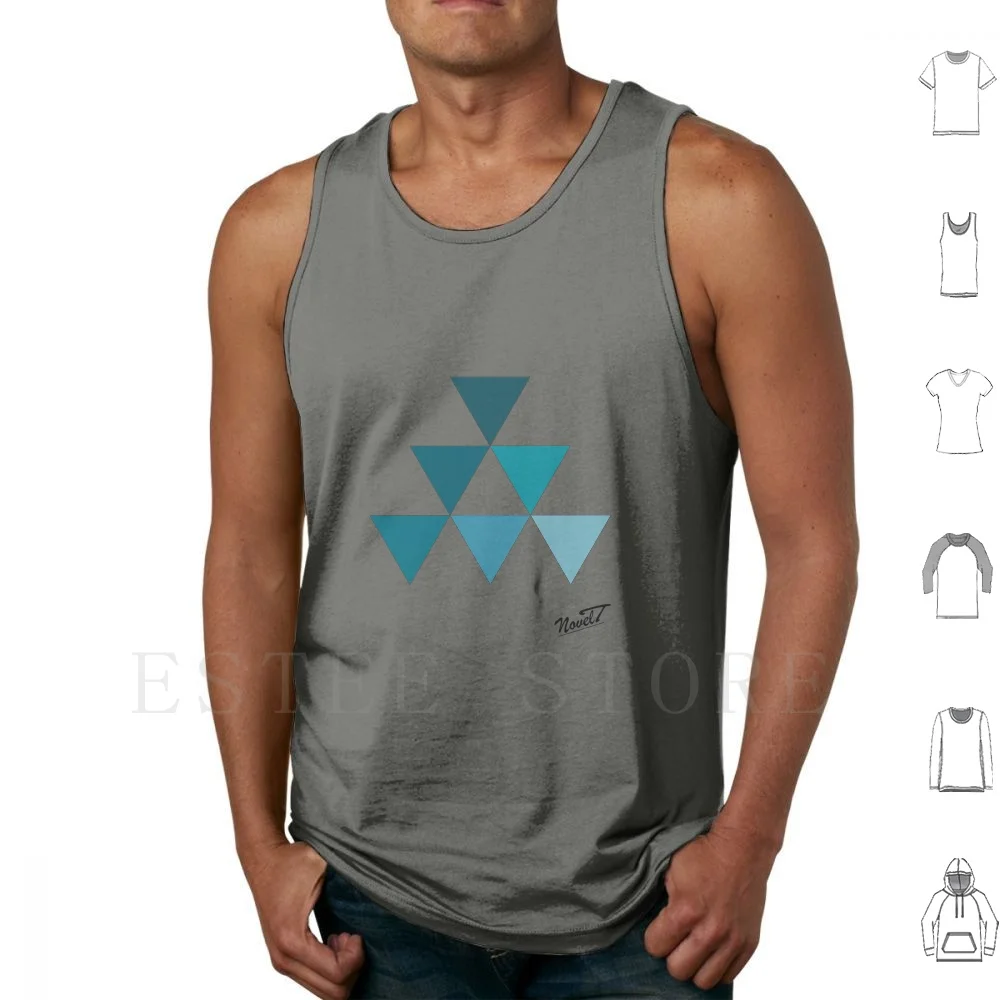 

Pyramid Blue Tank Tops Vest Sleeveless Geometric Simple Clean Stylish Interlocking Shape Modern
