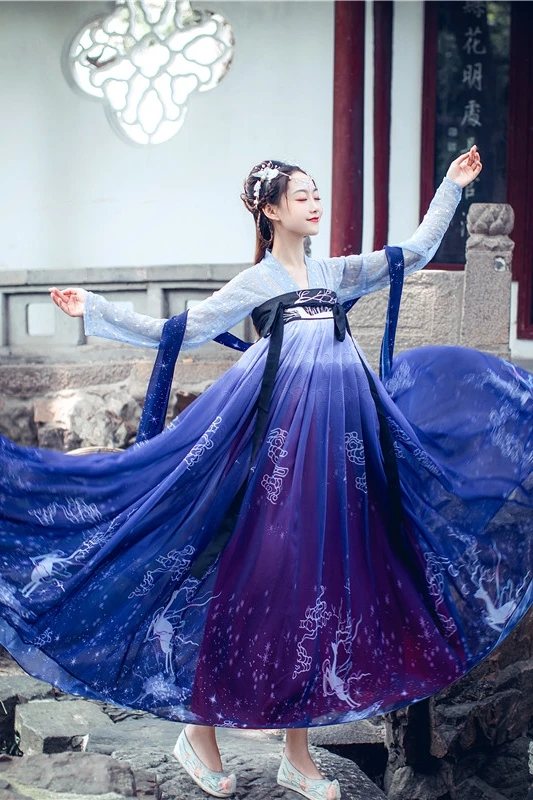 

Ancient Traditional Hanfu Dress Costume Women Modern Hanfu Embroidery Tang Suit Folk Dress Princess National Clothing