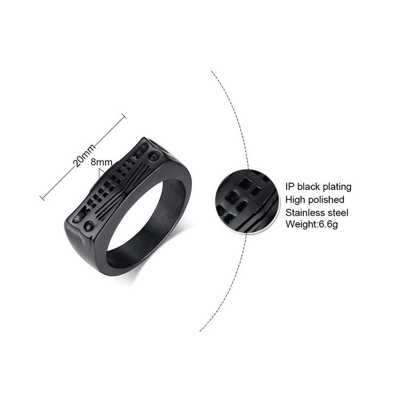 

2020 New Original Design 8MM stainless steel top sports car front casting ring tide male black ring personality wild