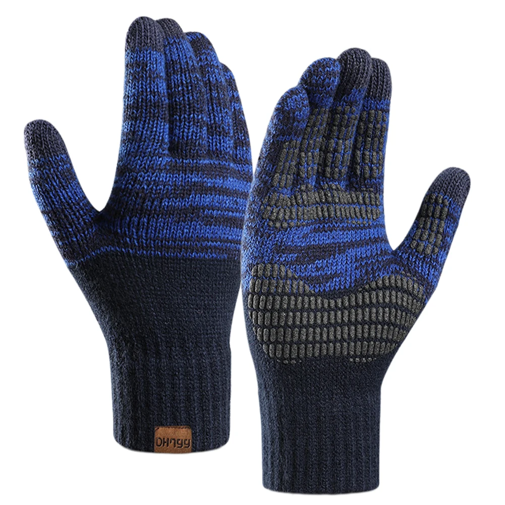 

Winter Warm Knitted Gloves Men and Women Touch Screen Thermal Insulation Thick Fleece Glove Windproof Full Finger Outdoor Riding