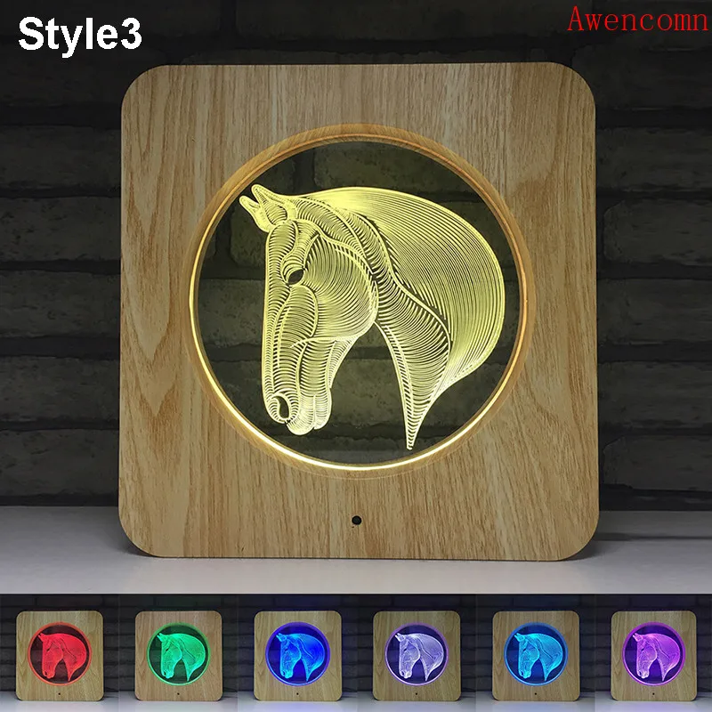

Horse Head Animal Design 3D LED ABS Plastic Night Light DIY Customized Lamp Table Lamp Kids Colors Gift Home Decor Photo Frame