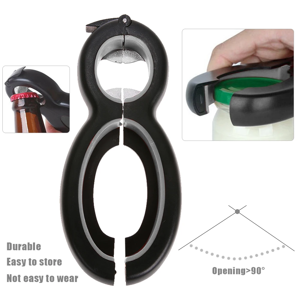 

6 in 1 Multi Function Twist Bottle Opener All in One Jar Gripper Can Wine Beer Lid Twist Off Jar Opener Claw Kitchen Gadget