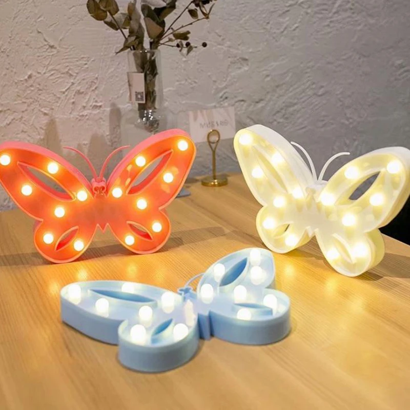 

Colorful Butterfly 3D LED Night Lights Ornaments Bed Room Flat Table Lamp Cool Stuff Toy For Children Gift Party Supplies Photo