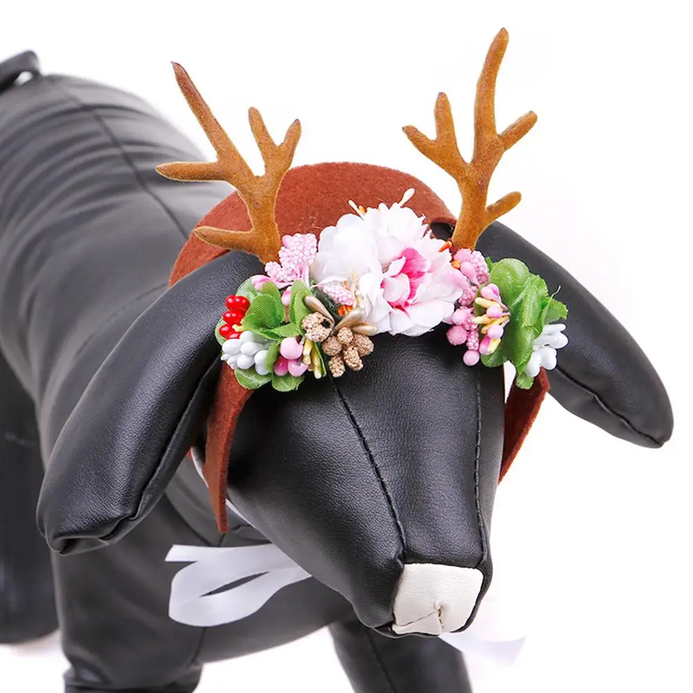 Pet Headdress Christmas Antler Decorative Hat Headband Dog Cat Hair Accessories Beautiful Funny Romantic And Wearable |