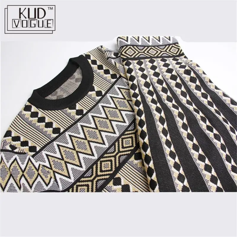 Женский винтажный Трикотажный костюм с юбкой спортивный из двух предметов