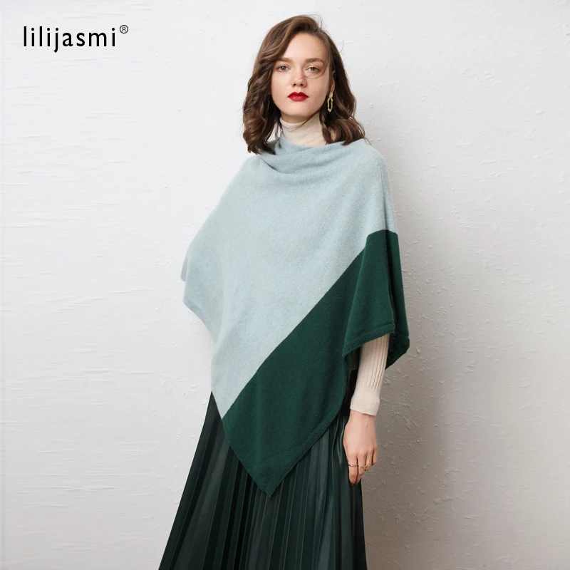Повседневный свободный кашемировый шерстяной свитер 70*70 цветной лоскутный плащ