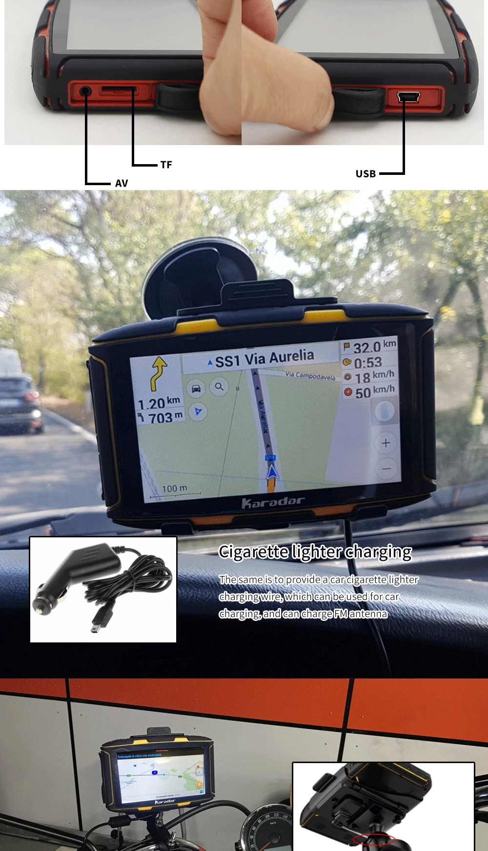 " ips сенсорный экран автомобиля gps Аксессуары Мото грузовик gps навигационная система портативный 16 Гб FM передатчик gps навигатор
