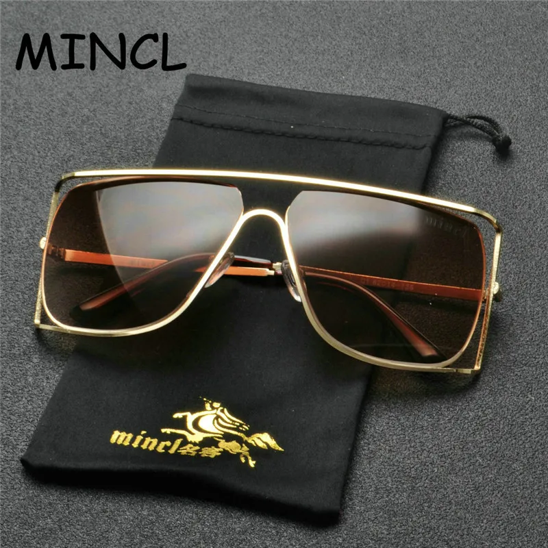 Солнцезащитные очки большого размера в металлической оправе с плоскими