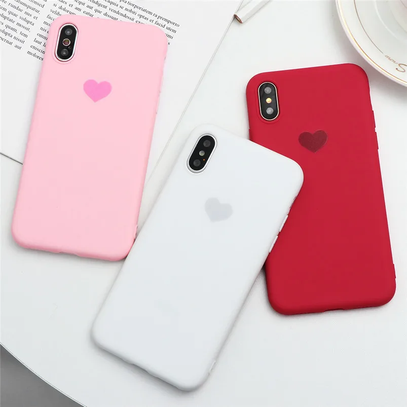 Матовый чехол для телефона ярких цветов с сердцем для iPhone 11 Pro XS Max XR X 8 7 6 6 s Plus 5 5S SE, мягкий чехол из ТПУ для iPhone XR, чехол