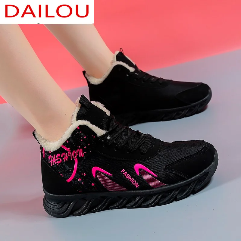 

Модные женские зимние ботинки, зимние Плюшевые Теплые ботильоны, женские мотоциклетные ботинки на шнуровке, Нескользящие водонепроницаемы...