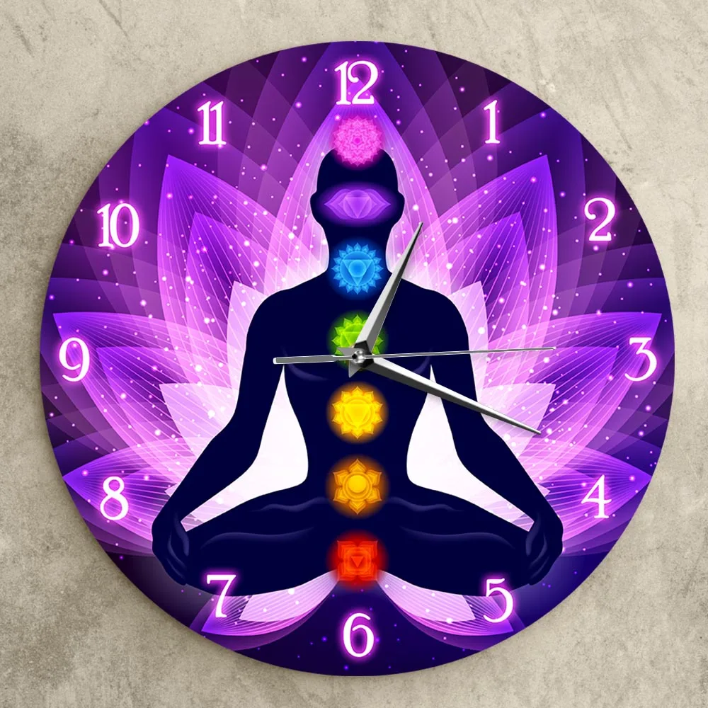 Медитирующий человеческий в позе лотоса современные настенные часы сакральный