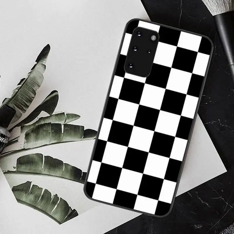 Мягкий резиновый Чехол CUTEWANAN в черно-белую клетку из ТПУ для телефона Samsung S20 plus Ultra