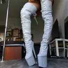 Женские сапоги выше колена, для танцев на Пилоне, на тонком каблуке 12-23 см, модель автомобиля, для сценического шоу, сексуальная обувь для танцев
