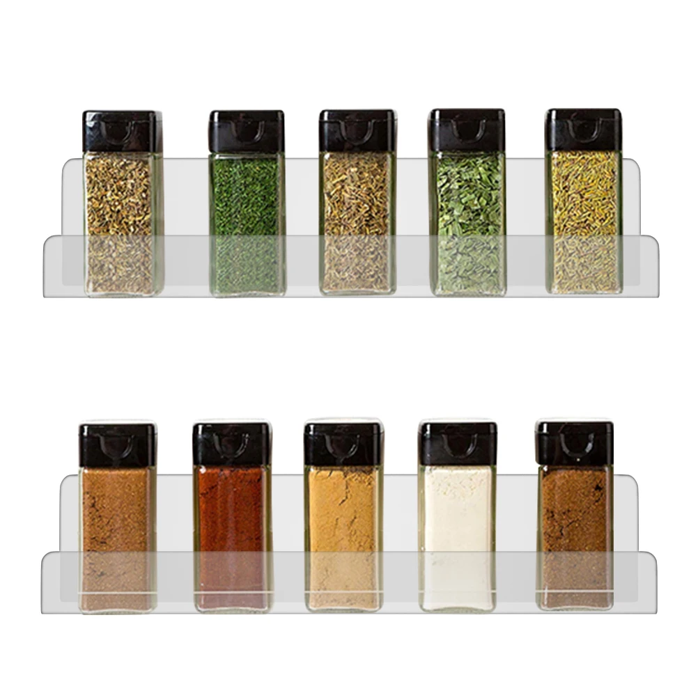 

Wall Mount Spice Jar Rack Crystal-Clear Seasoning Shelves Spice Bottle Organizer Kitchen Cabinet Door Bottle Organizer
