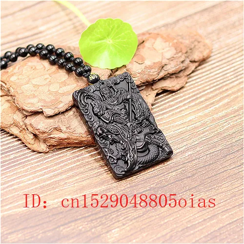 Натуральный Черный Дракон из обсидиана воин Кулон Бусы Ожерелье модное