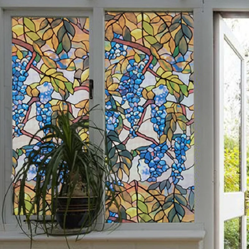 Наклейка из витражного стекла статическая липкая термоизоляция защита