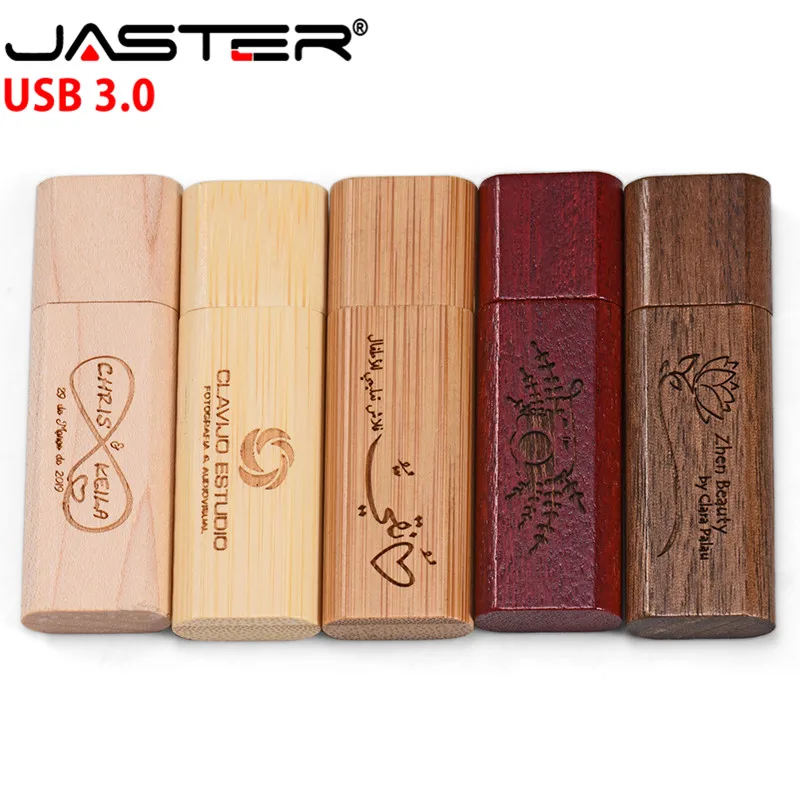 USB флеш накопитель JASTER деревянный бамбуковый с логотипом 4 ГБ 8 16 32 ГБ|USB