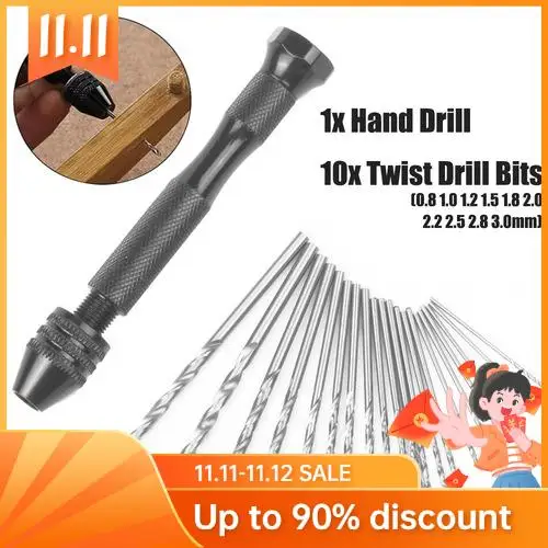 

Twistdrill Handdrill Drilling hole Aluminium Alloy Mini Micro Aluminum Hand Drill With Twist Chuck +10 Keyless Drills Rotary