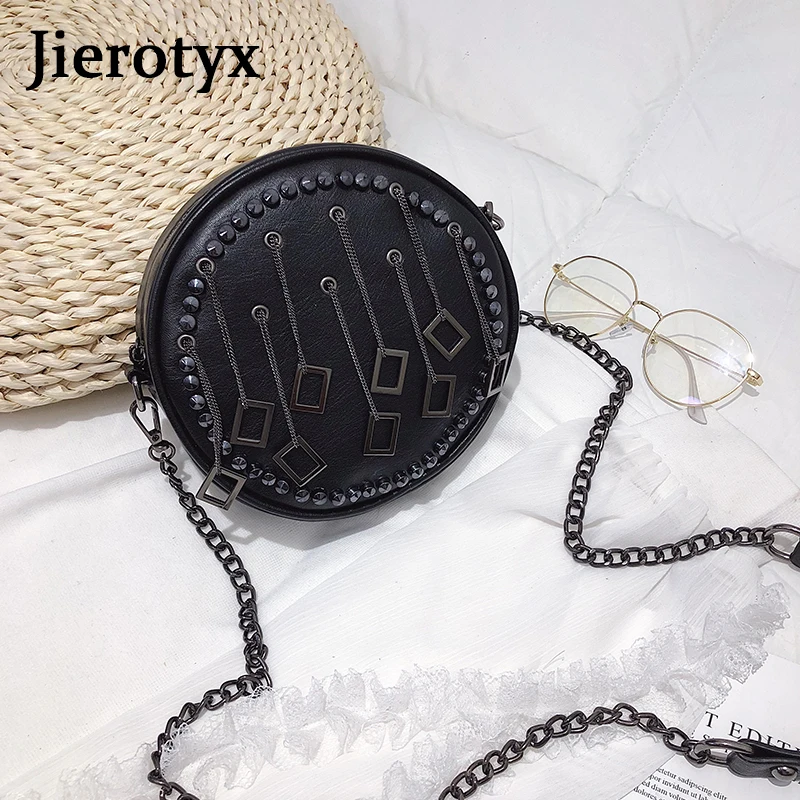 Черные женские сумки JIEROTYX через плечо из искусственной кожи в стиле панк с