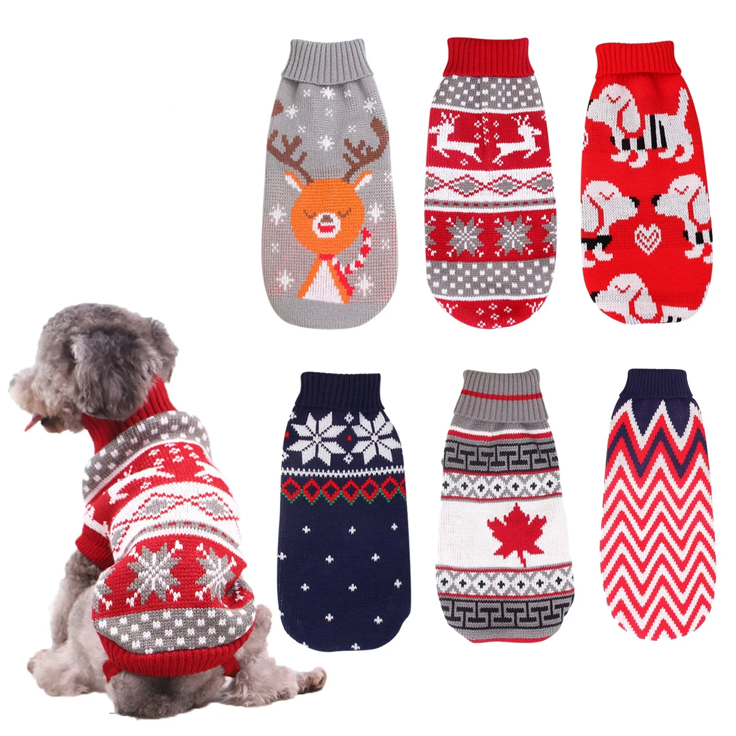 

Dog Clothes Cat Sweater Pet Coat Puppy Jacket Christmas Turtleneck Knitting Clothing Small and Medium-Sized Dogs Vest Ropa Perro