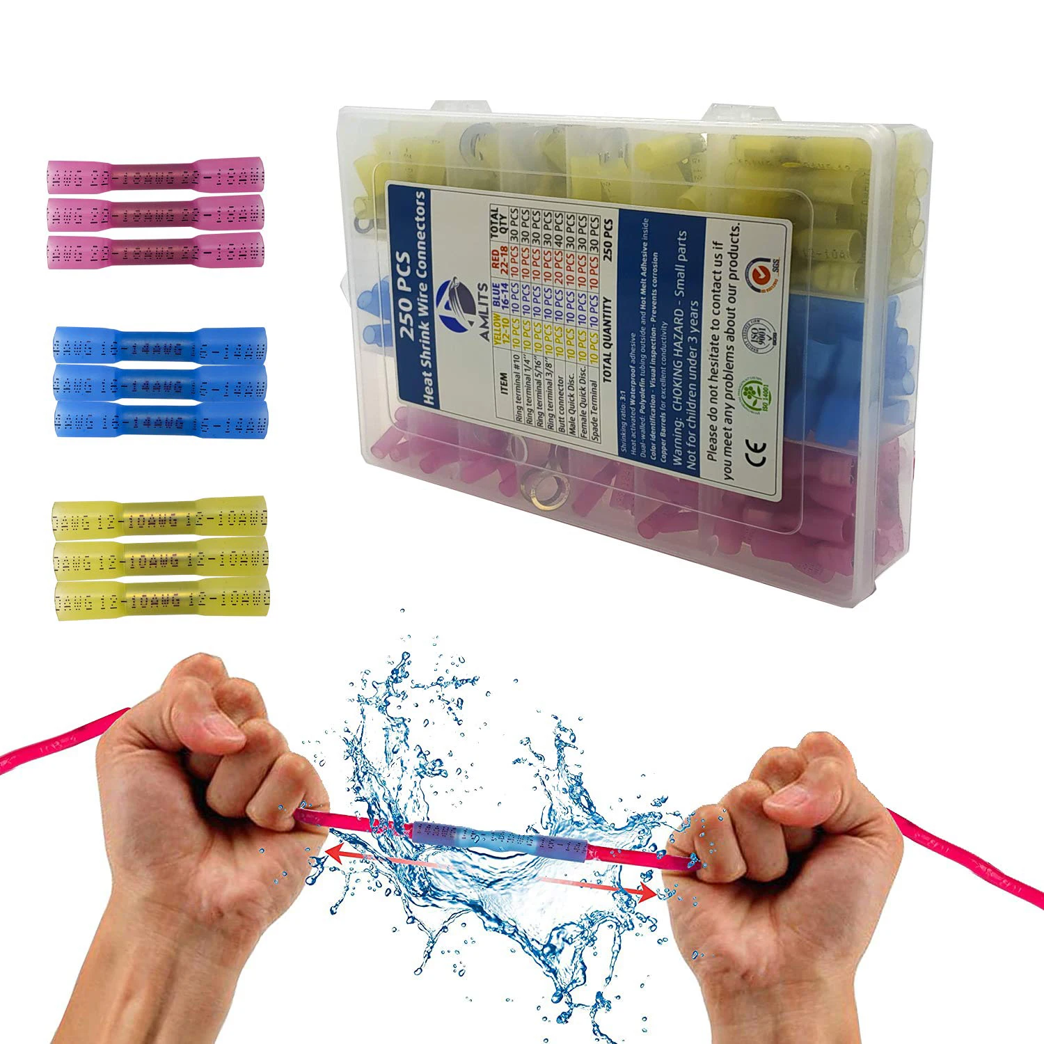 

250/270Pcs Solder Seal quick Wire Connectors Heat Shrink Butt electrical Connector Kit Automotive Insulated tube para terminal