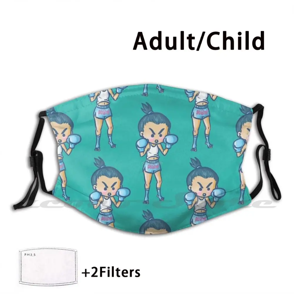 

Chibi Nak Muay Ying Mask Cloth Washable DIY Filter Pm2.5 Adult Kids Chibi Fighter Nak Muay Nak Muay Ying Muay Thai Boxer Boxing