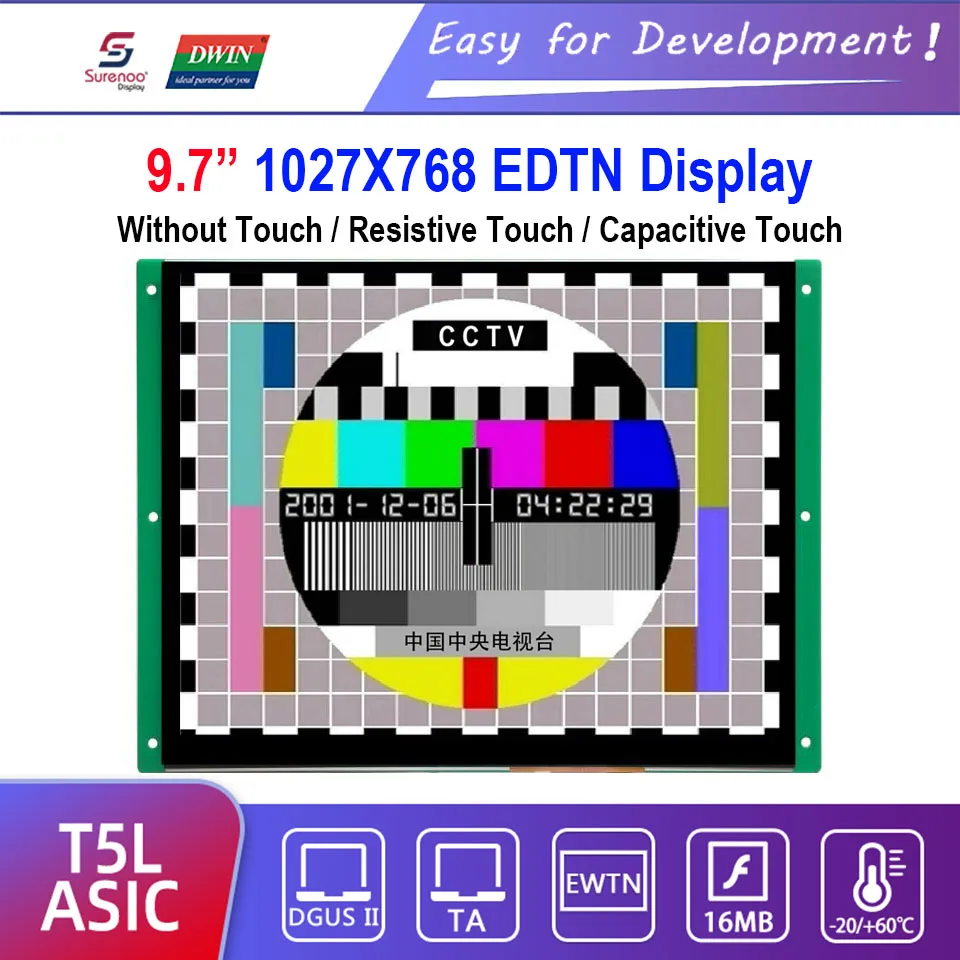 Dwin T5L HMI Intelligent Display, DMG10768C097_03W 9.7" EDTN 1024X768 LCD Module Screen Resistive Capacitive Touch Panel