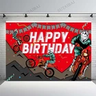 Фон для фотосъемки с изображением красного мотоцикла, экстремальный мотокросс, фон для дня рождения, украшения торта, стола, баннер, фотосессия