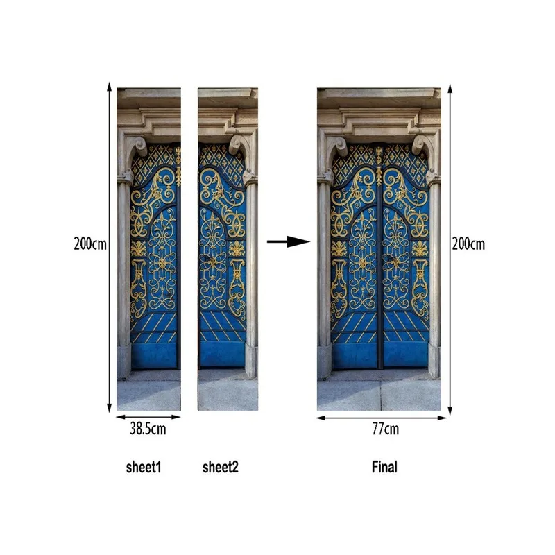 

Creative Door Stickers Home Decor Muslim Style Vintage Door Murals Art Wall Stickers Porch Decoration Wallpaper Decals