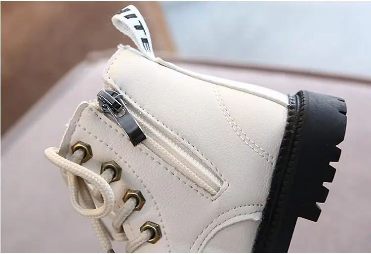 Осень/Зима 2020 детские ботинки кожаные Martin для мальчиков и девочек плюшевые