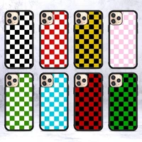 checkerboard phone case for iphone 12 mini 11 pro xs max x xr 6 7 8 plus se20 high quality tpu silicon and hard plastic cover