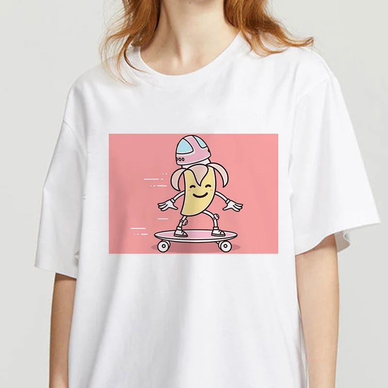 

Women cartoon Banana Printed T shirt Women Short Sleeve Summer Lady Tops T-Shirt clothing femme t-shirt