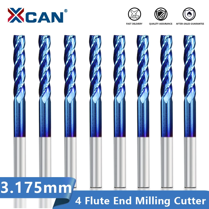 XCAN твердосплавный фреза 4 флейты CNC 3 175 мм хвостовик плоский для алюминиевой