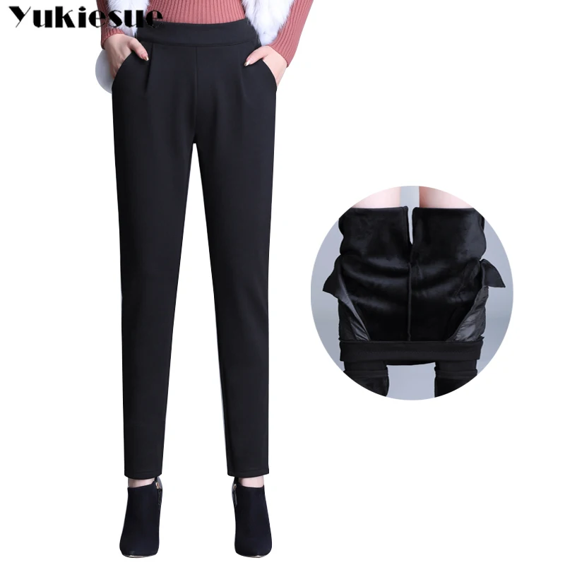 

2020 Winter Warm Fleece Pants Women clothes Thick Women's harem Pants Velvet Straight Loose Ladies trousers Autumn