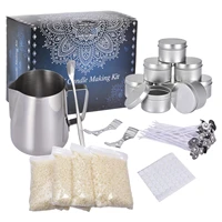 soy bean wax candle making kit candle wicks stickers for beginner cup8pcs can480g beeswax50pcs wax coreclipspoon