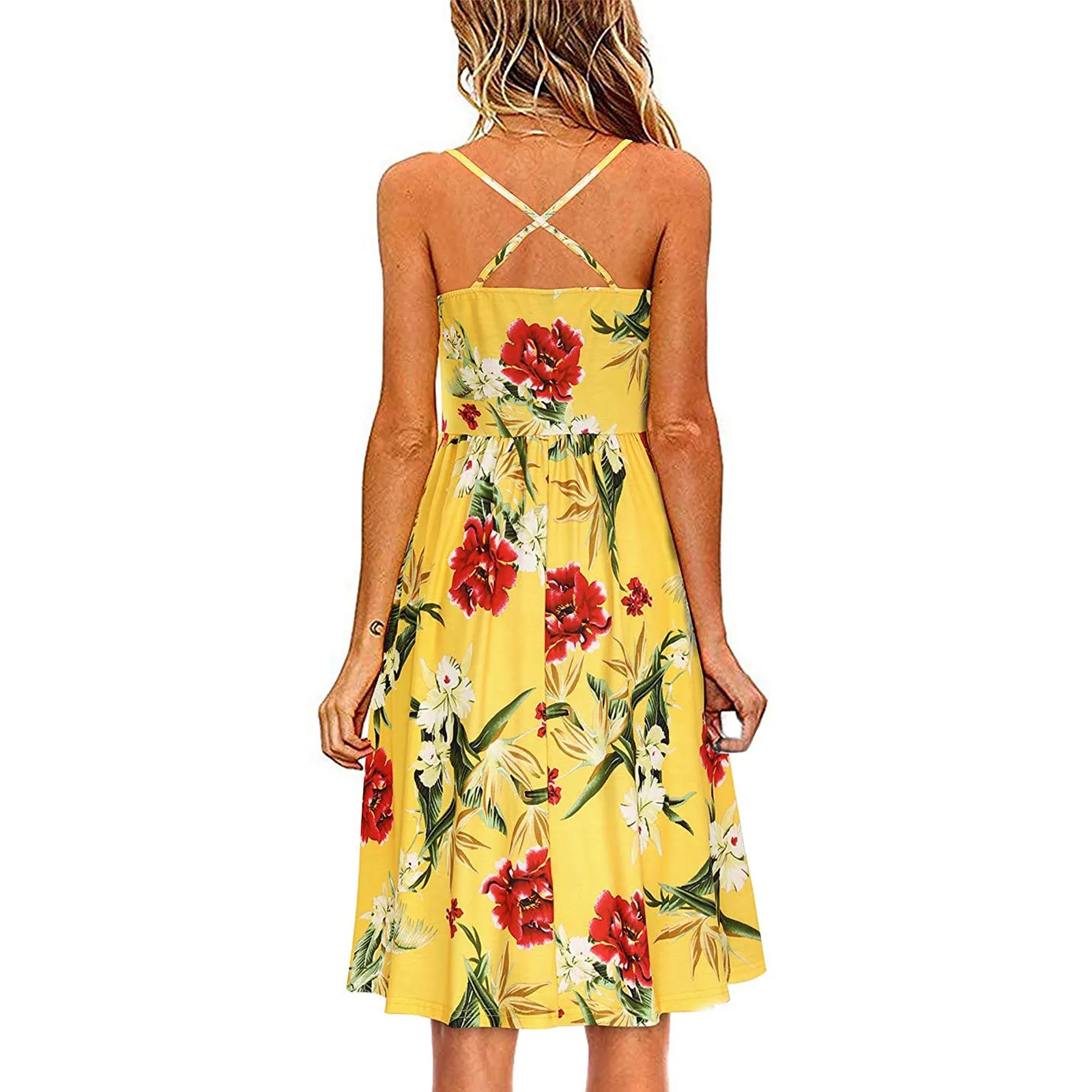 Summer Sexy Strapless Floral Print Dress Women 2021 Fashion Sleeveless Casual Knee-Length Sundress Vintage Backless Dresses 4