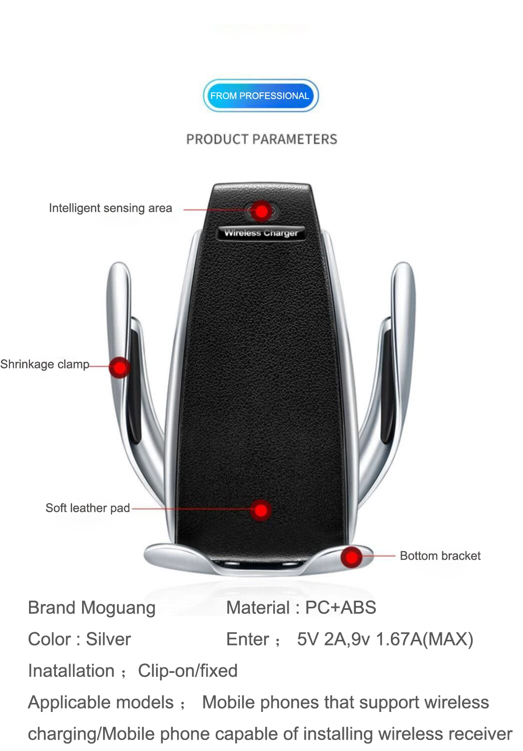 2021 new car bracket wireless charging charger navigation bracket 10w suitable for apple android huawei xiaomi free global shipping