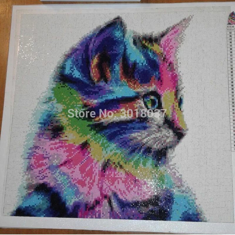 

5D Diy Diamond Painting Cross Stitch Cute Cat With Big Eyes 3D Diamond Embroidery Full Round Mosaic Decoration Resin Sticker Kit
