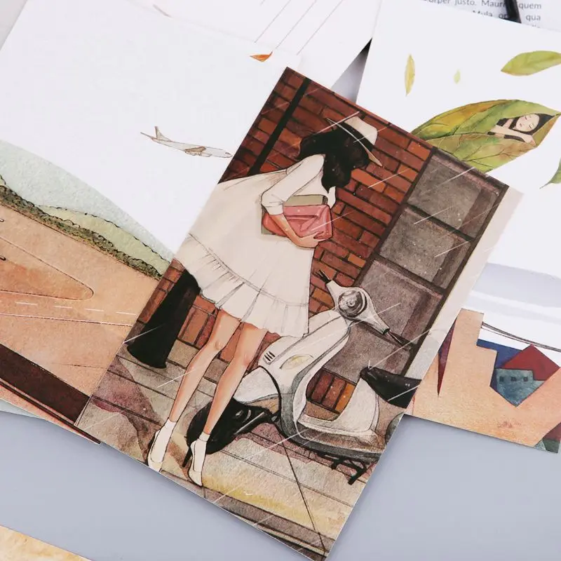 

30 Sheets Happyness Paintings Retro Vintage Postcard Christmas Gift Card Wish Poster Cards